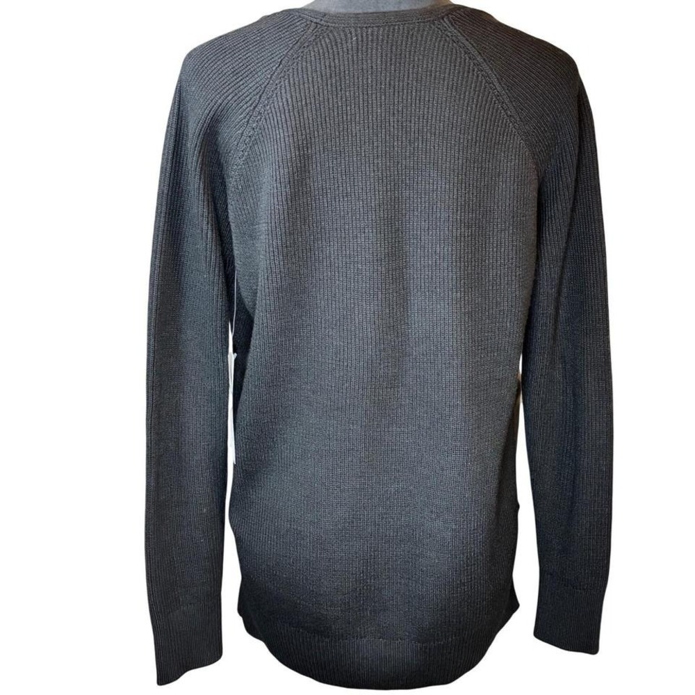 Athleta Hanover V-Neck Sweater Women Small Black Ribbed Merino Wool Blend - Picture 4 of 7
